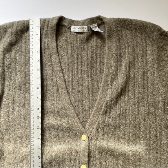 Liz Clairborne Soft Angora Wool Cardigan Cable Knit Button Long Sleeve Petite Sm - Picture 6 of 12
